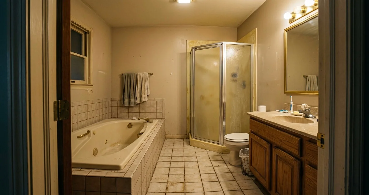 Bathroom Remodel Before After Burke VA: Real Project, Cost & Results (2026 Guide) 1 bathroom remodel before after Burke VA original 1991 master bathroom layout jetted tub shower acrylic surround outdated design